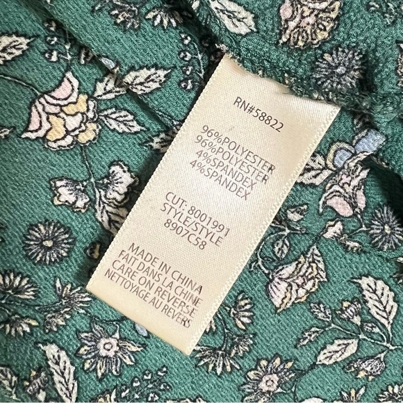 Max Studio Dress Size Large Green Crepe Ruffle Wrap Midi Short Sleeve Floral - Picture 5 of 7